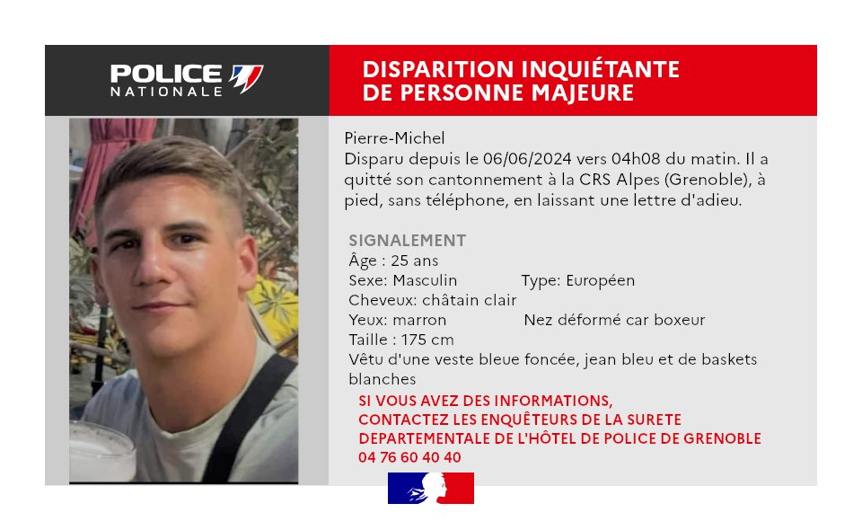 Grenoble : Disparition inquiétante d’un jeune policier de 25 ans