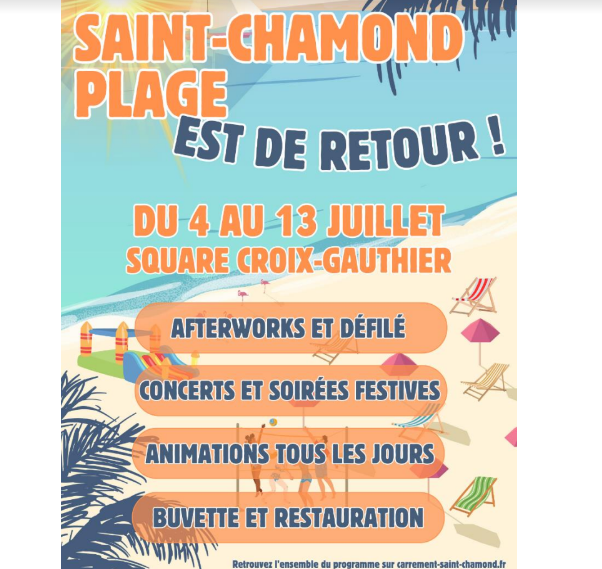 CARRÉMENT SAINT-CHAMOND organise la seconde édition de SAINT-CHAMOND PLAGE !